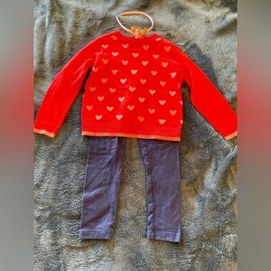 Bundle of 3: Gap heart sweater + cat & jack leggings + NWOT headband size 5T